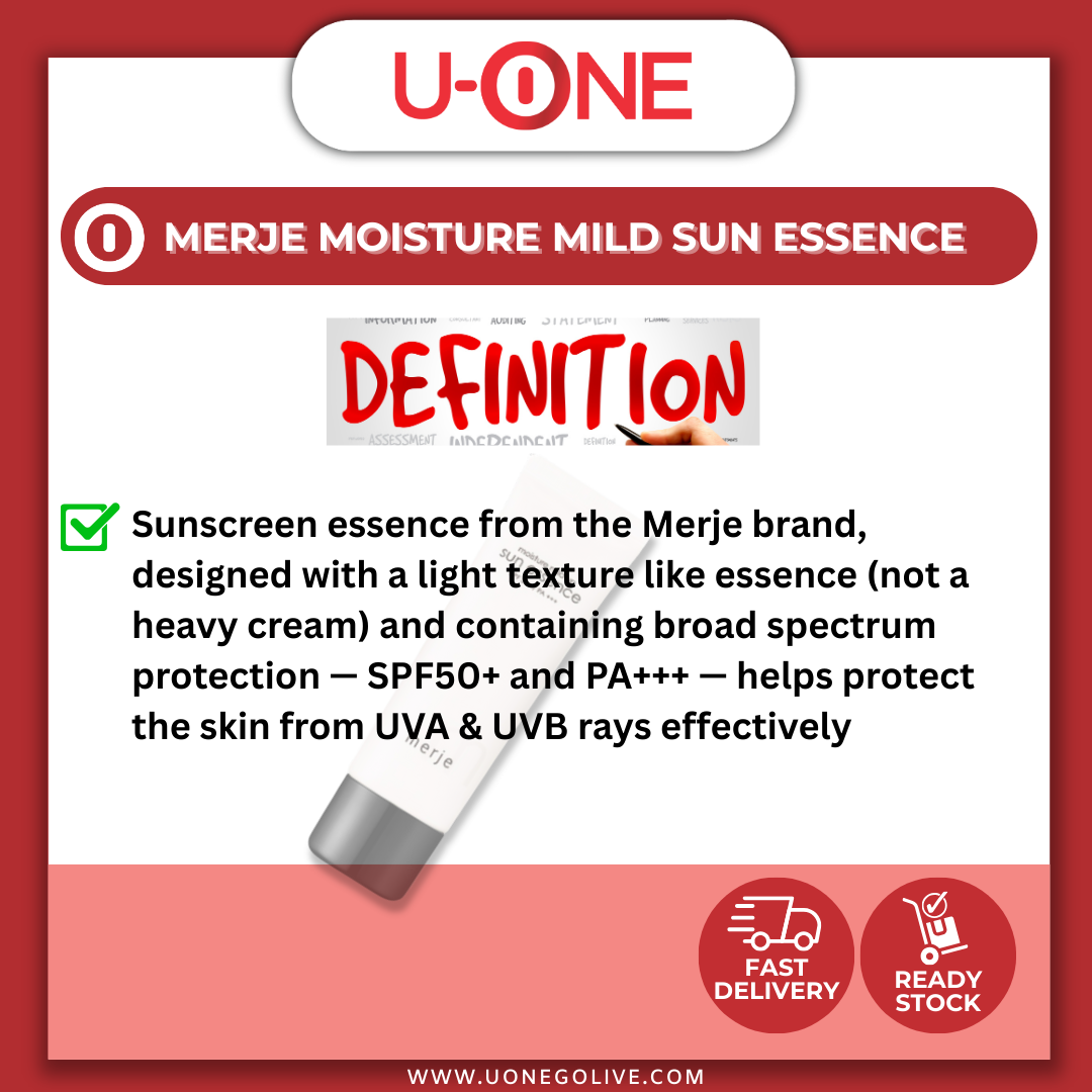 U-ONE | Korea | Merje | Moisture Mild Sun Essence | Daily Care | Ultra Moisturizing | 50ml