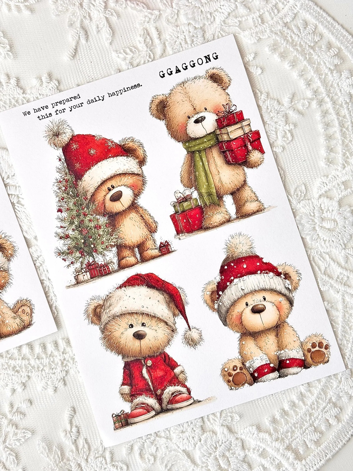 韓國 ggaggong．聖誕熊 模造紙貼紙包