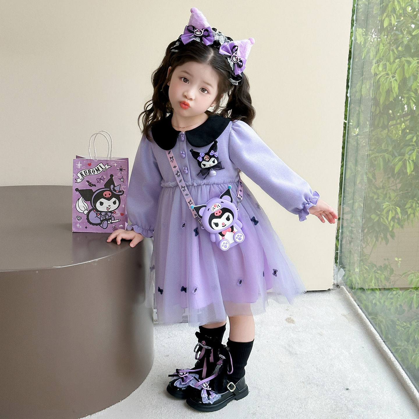 酷洛米翻領縮口袖洋裝 90-140cm