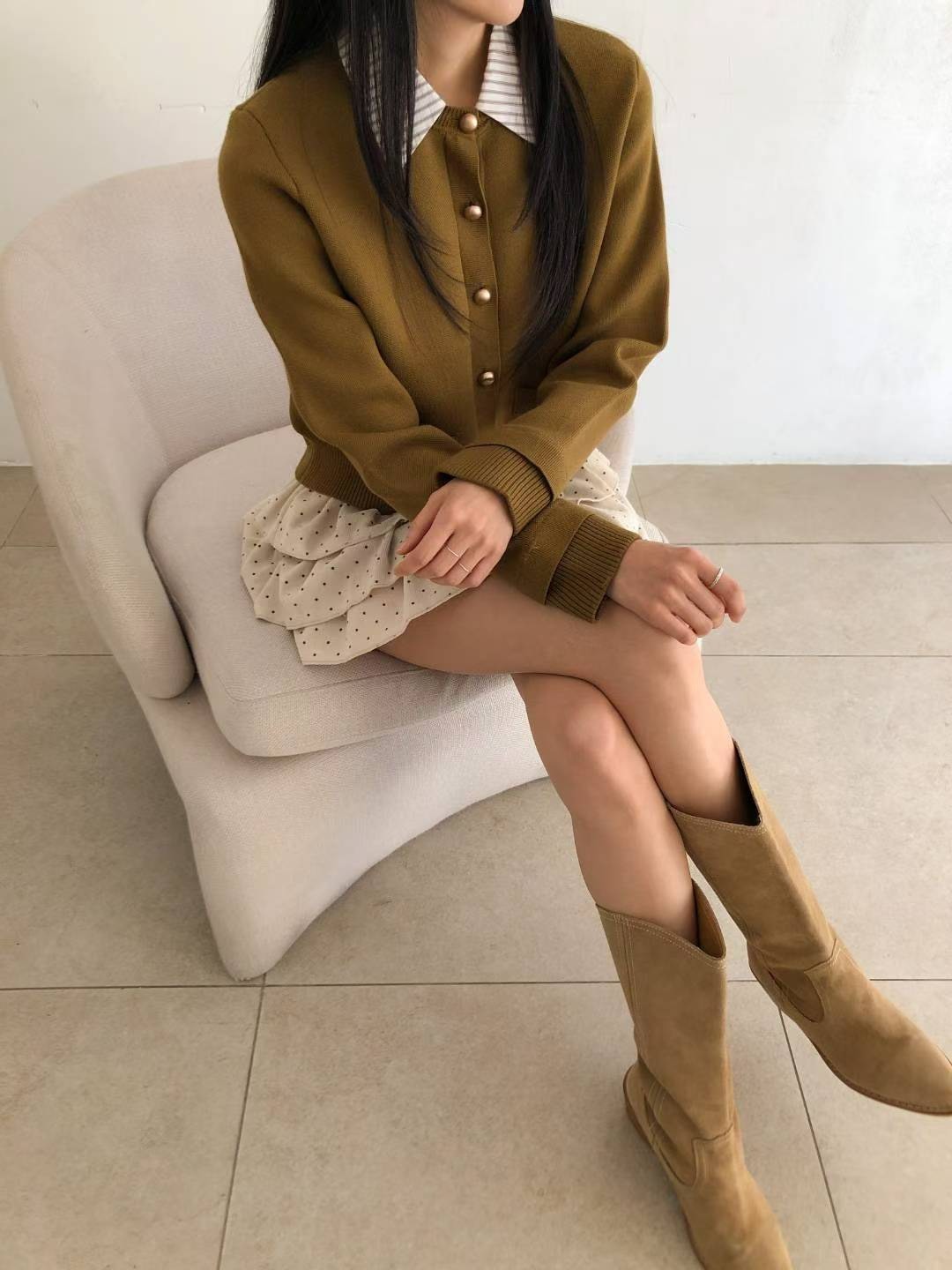 點點絨布蛋糕短裙