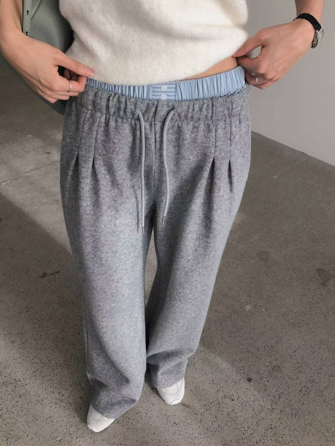 鬆緊雙層褲頭休閒厚棉褲