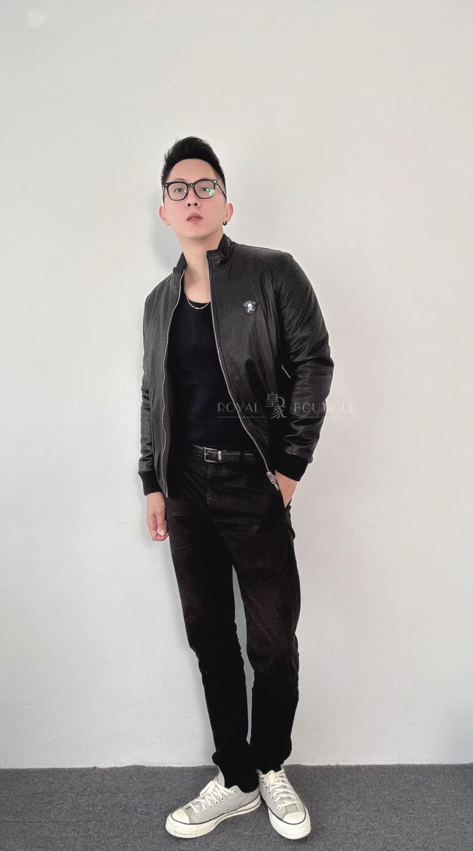 USUALIS 鋪棉雙面立領小牛皮夾克外套