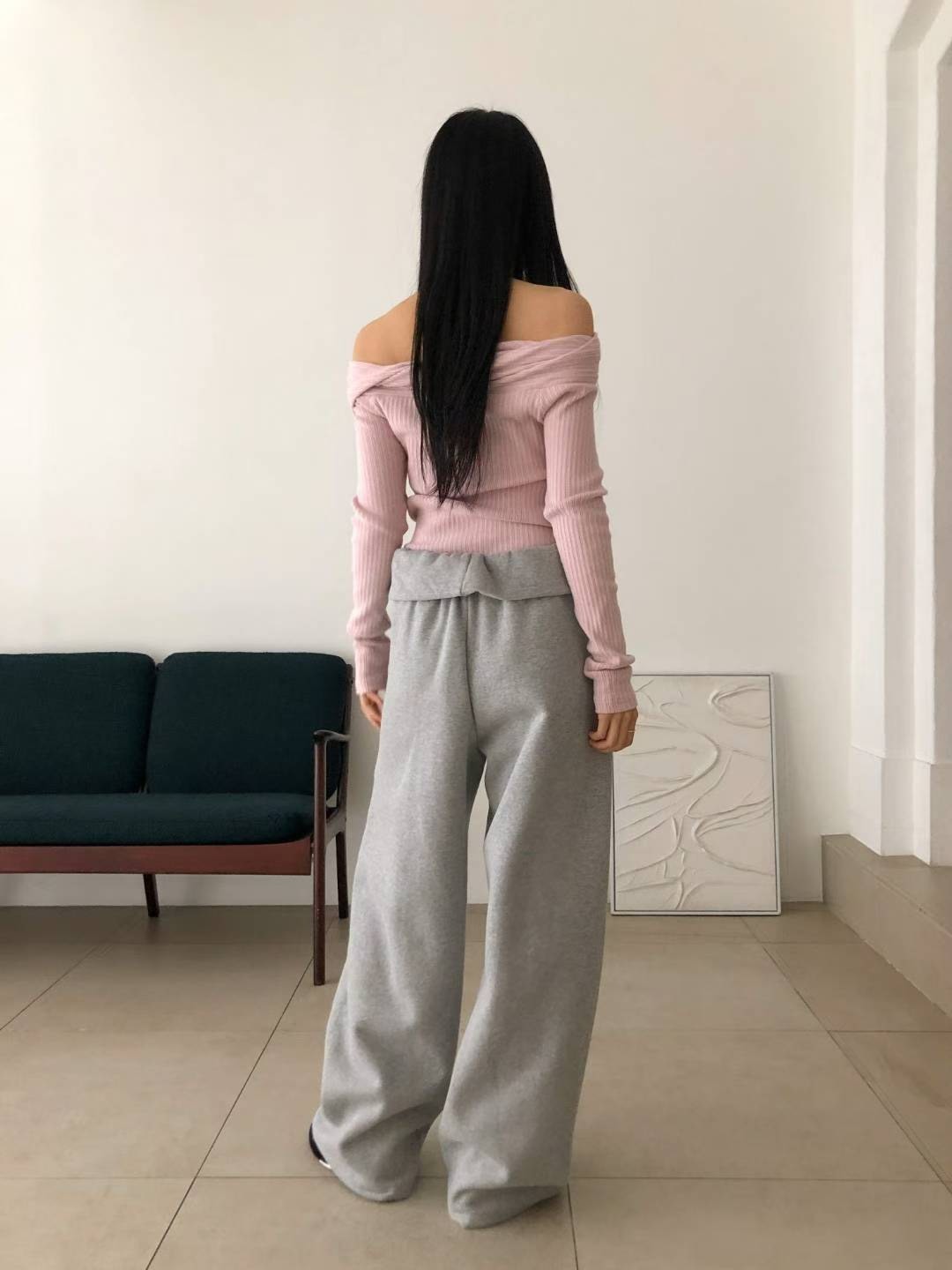 反折鬆緊厚棉褲