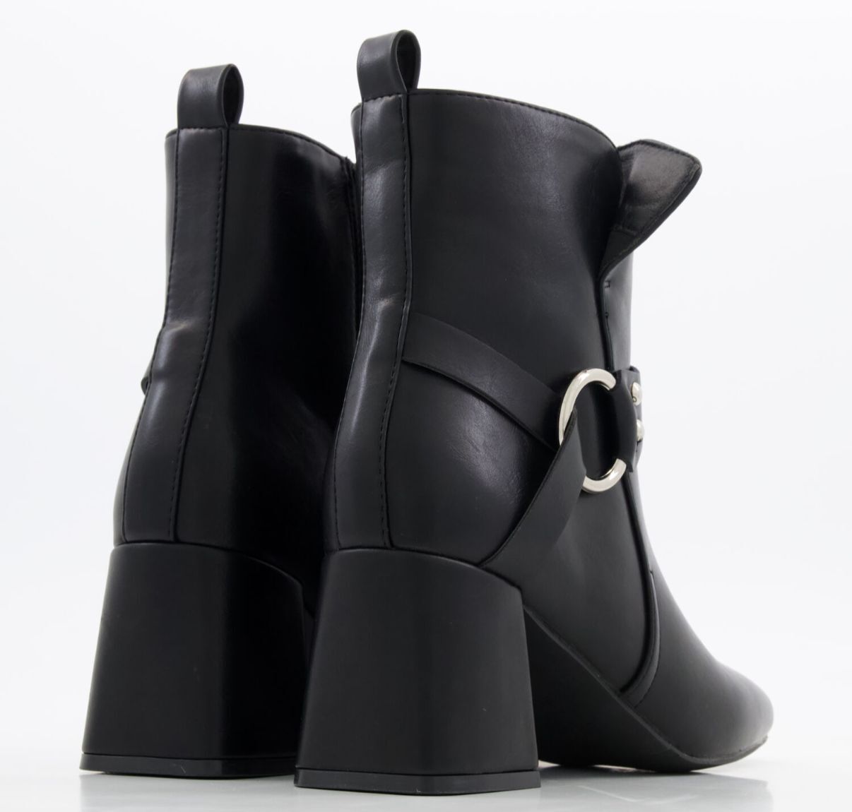 英國代購 (獨立訂單)-LIU JO MILANO  Black Faux Leather Heeled Ankle&nbsp;Boots