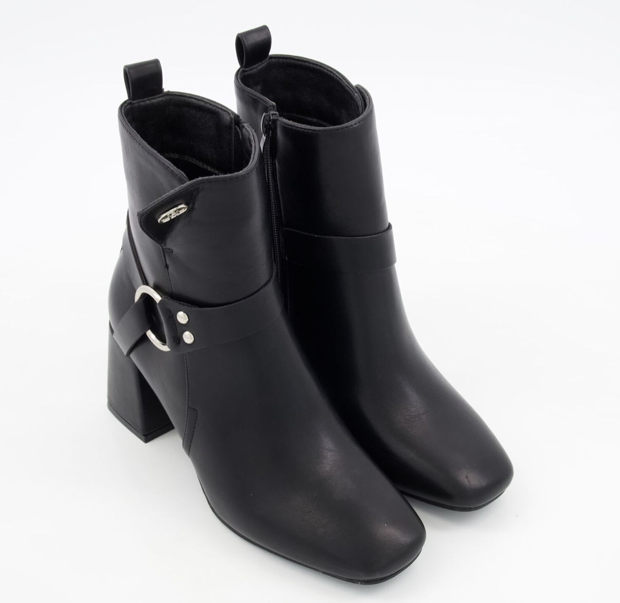 英國代購 (獨立訂單)-LIU JO MILANO  Black Faux Leather Heeled Ankle&nbsp;Boots