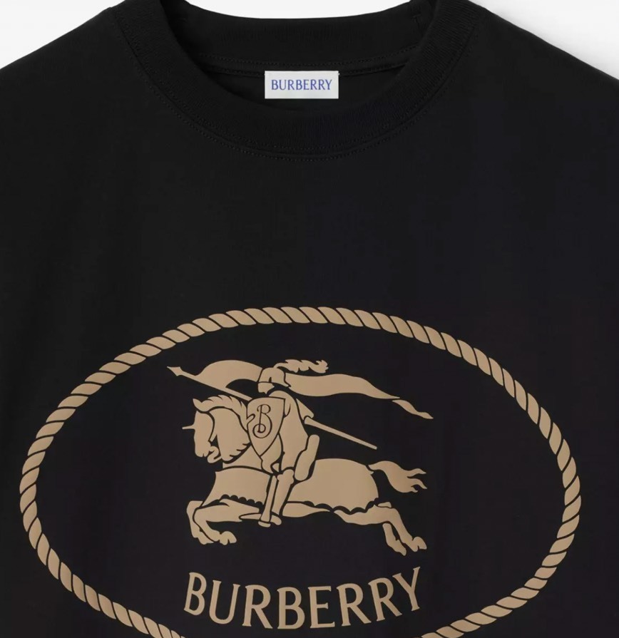 BURBERRY 胸前燙金戰馬短T