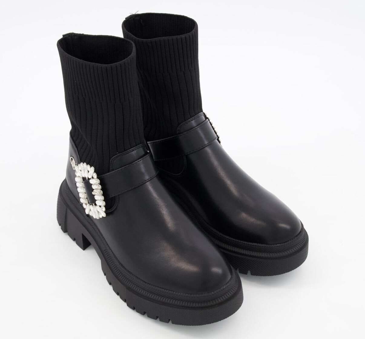 英國代購 (獨立訂單)-LIU JO Milano Black Embellished Buckle Boots 🎄🎄香港現貨🎄🎄