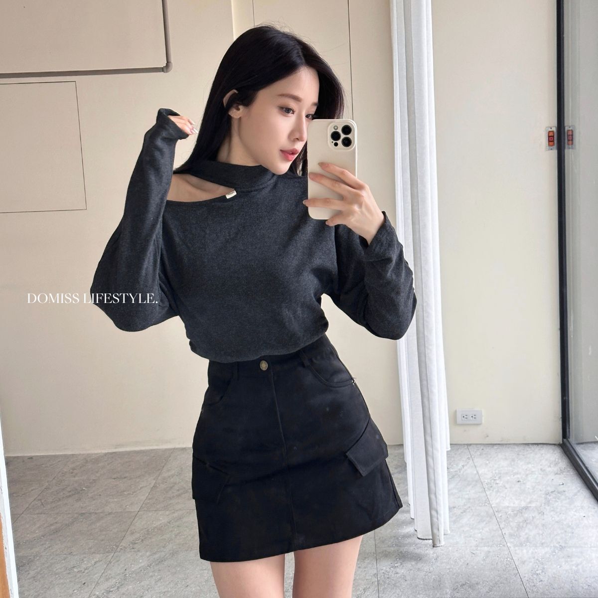 【心動鎖骨】DOMISS微辣斜肩毛衣 內刷毛針織上衣 保暖上衣-4色(現＋預)