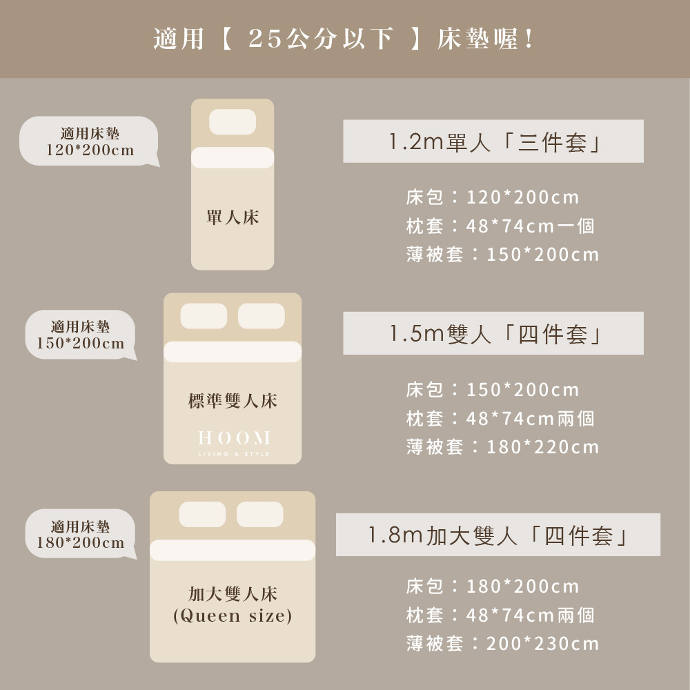 細線條床包尺寸對照表