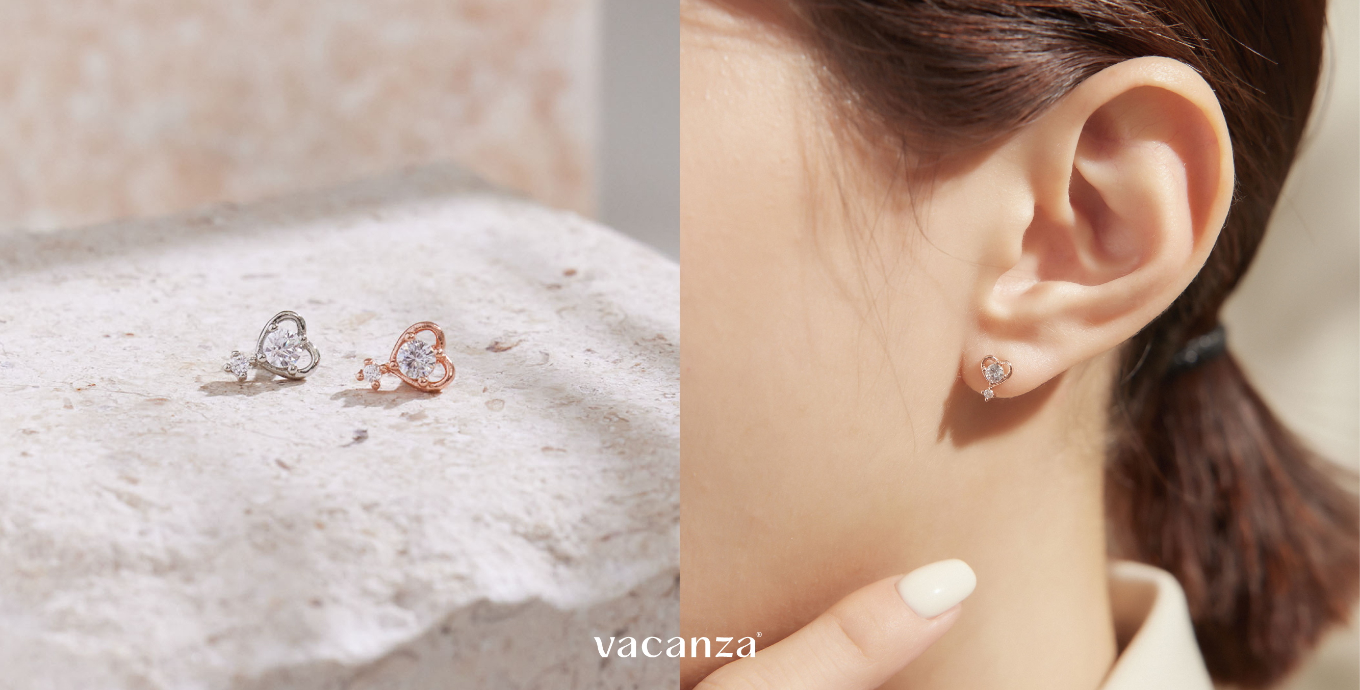 鑲鑽鏤空愛心．醫療鋼轉珠耳環