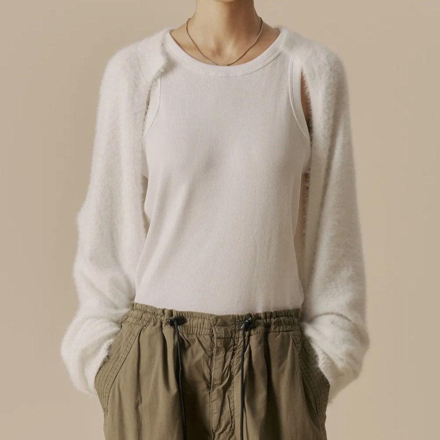 <黑五特價> Urbantype 短版絨毛針織衫 米白
