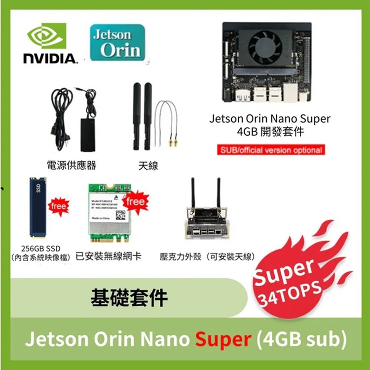 NVIDIA Jetson Orin Nano Super 基礎套件 ( 4GB/8GB sub版)