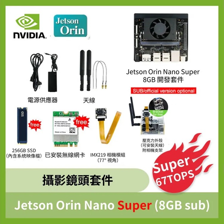 NVIDIA Jetson Orin Nano Super ( 4GB/8GB sub版)攝影鏡頭套件