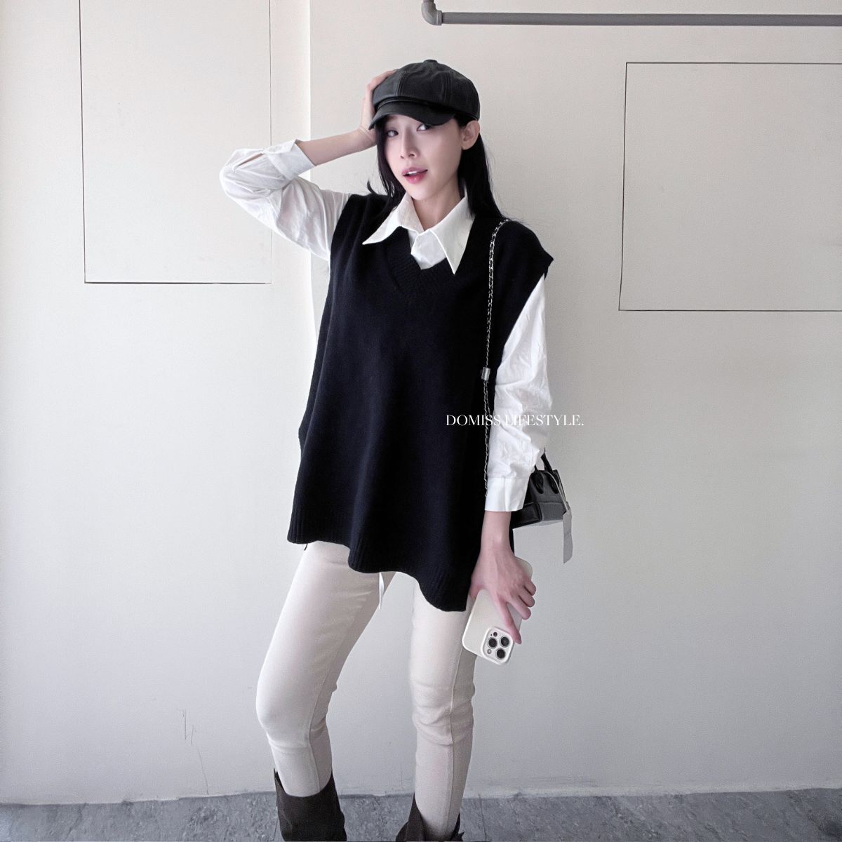 【層次感必收】DOMISS寬版V領馬甲背心外套-2色 毛衣背心(現貨)
