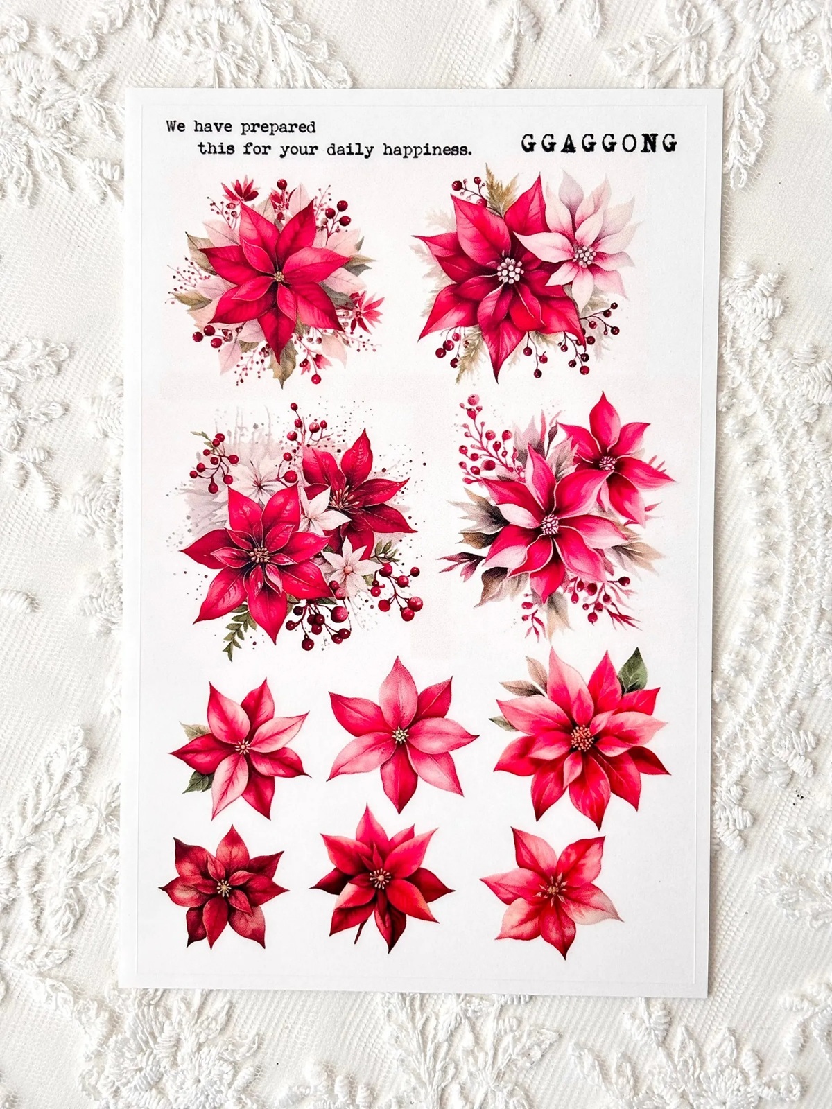 韓國 ggaggong．聖誕紅 PET貼紙包