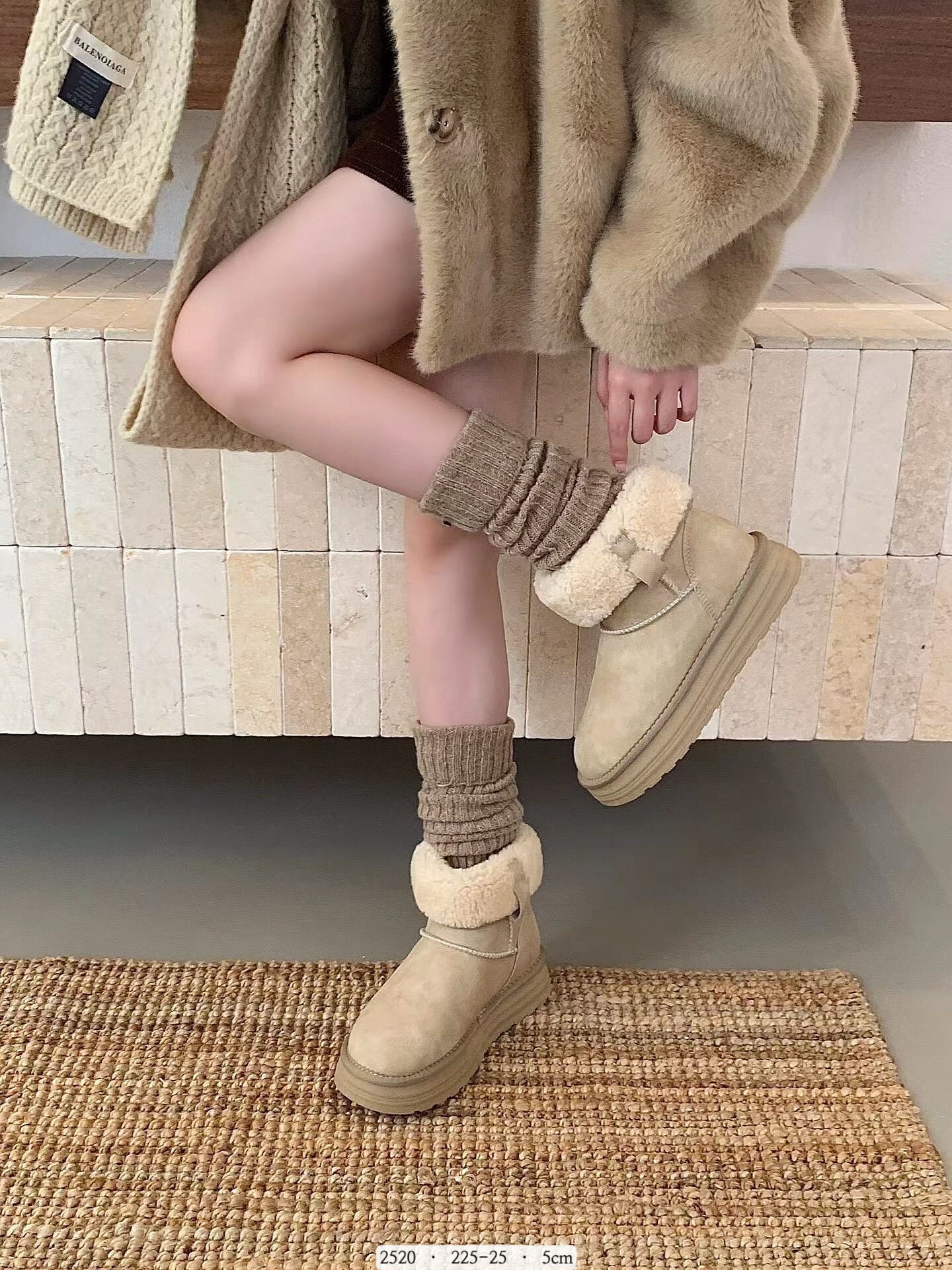 2520 韓國真皮羊毛兩穿翻毛厚底雪靴