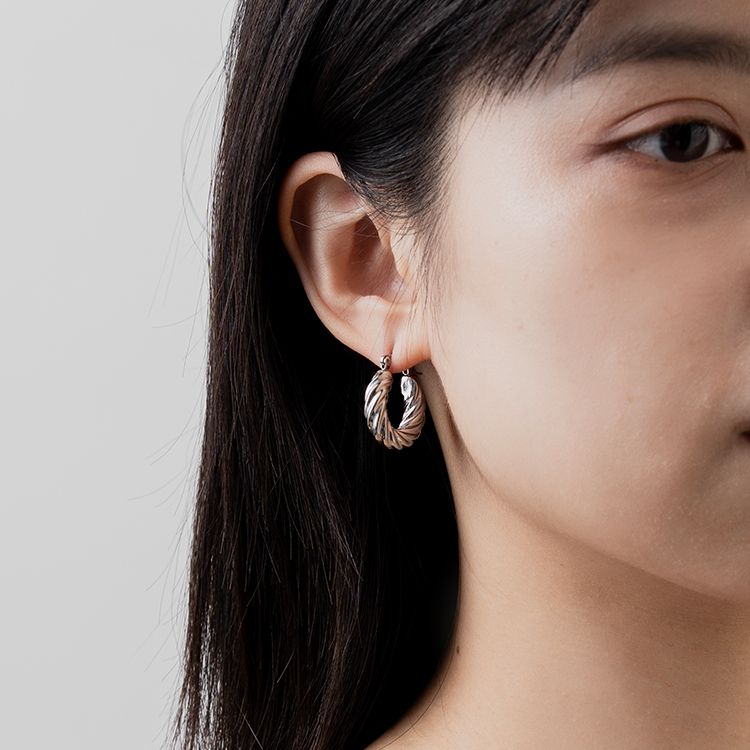 miramira扣圈｜圓形單圈扭結耳環D1485-銀49112