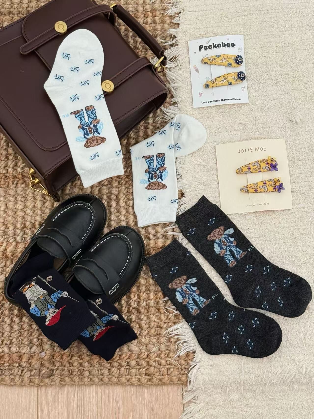 🐎𝐏𝐨𝐥𝐨 𝐑𝐚𝐥𝐩𝐡 𝐋𝐚𝐮𝐫𝐞𝐧 小熊中筒襪組 6對