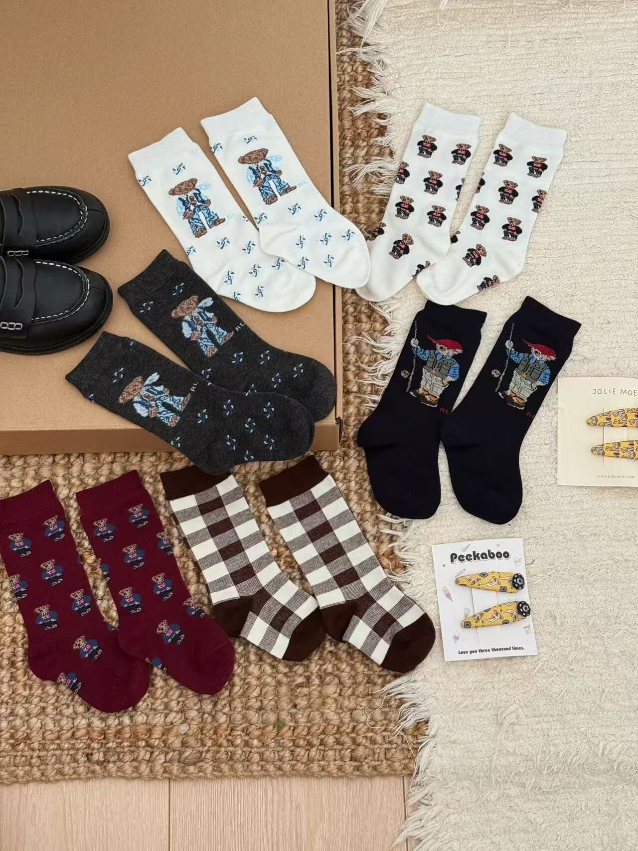 🐎𝐏𝐨𝐥𝐨 𝐑𝐚𝐥𝐩𝐡 𝐋𝐚𝐮𝐫𝐞𝐧 小熊中筒襪組 6對