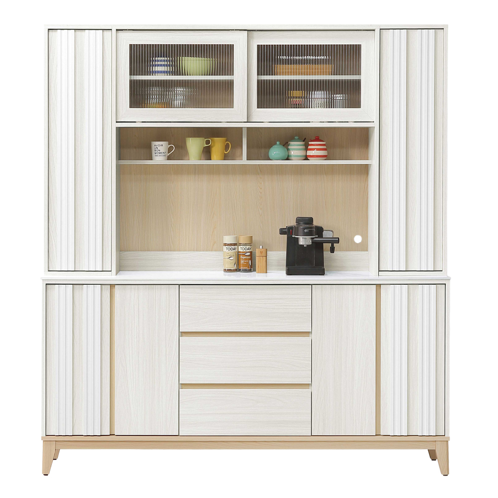 溫尼6尺岩板收納高餐櫃/碗盤置物櫃/電器櫃(上座+下座)