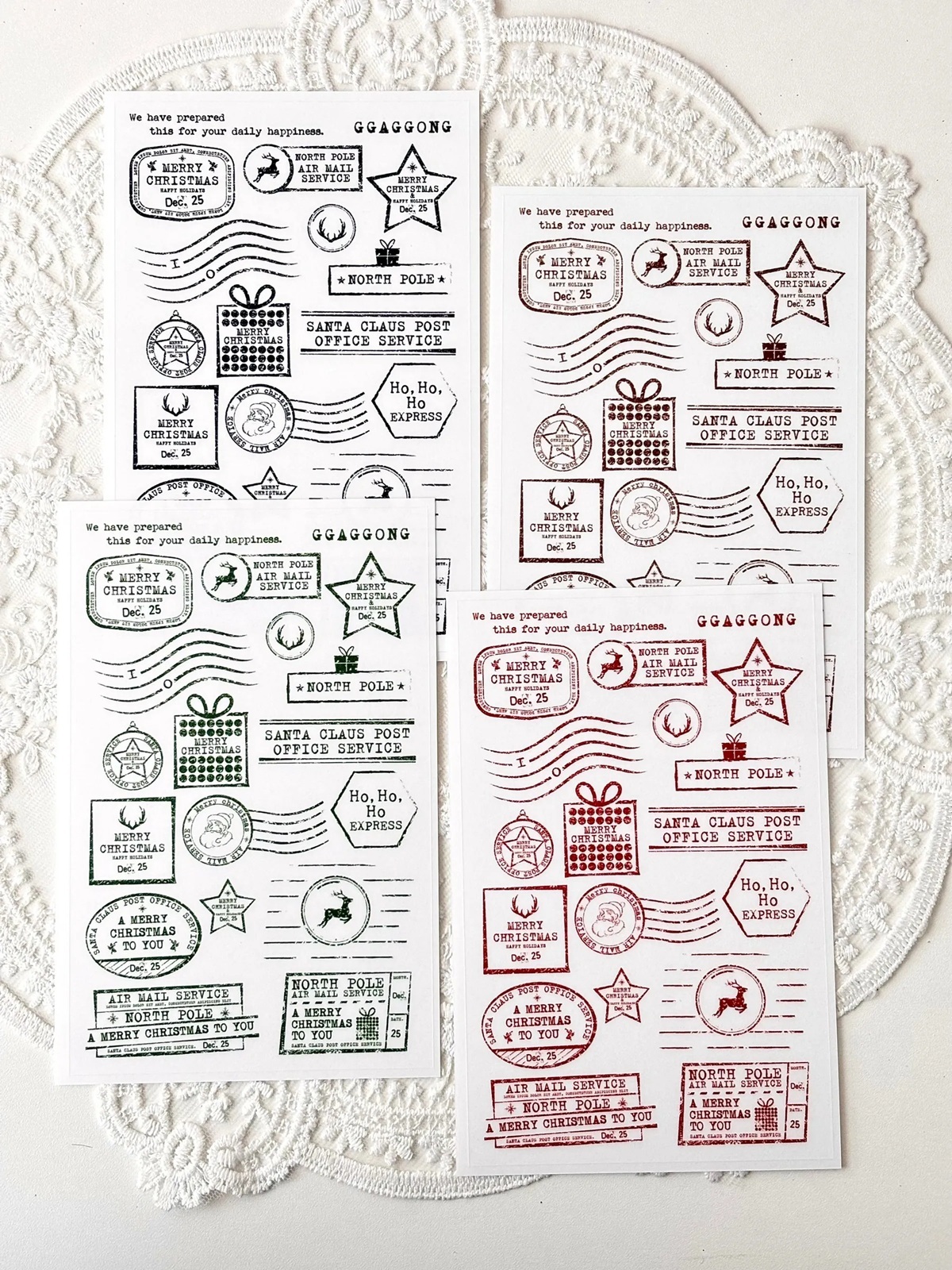韓國 ggaggong．聖誕郵戳 PET貼紙包