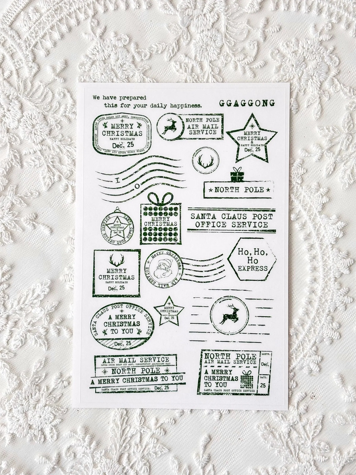 韓國 ggaggong．聖誕郵戳 PET貼紙包