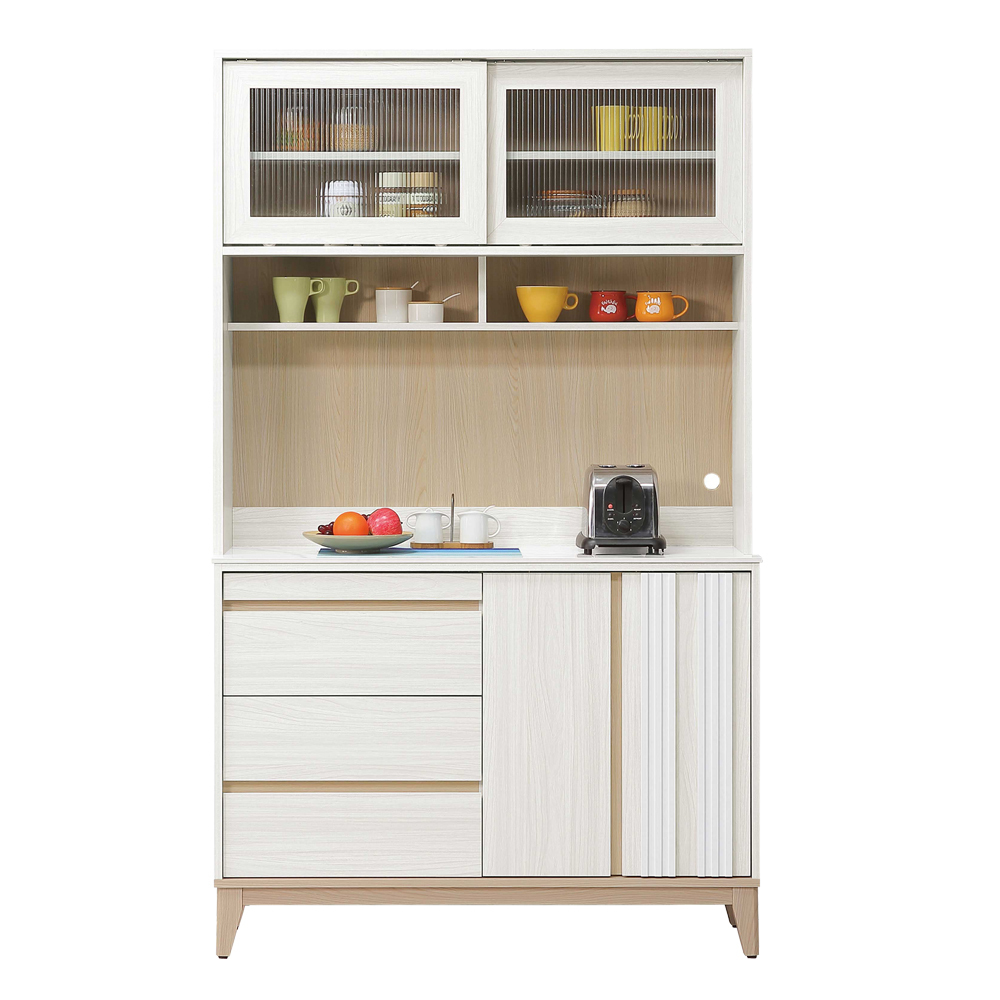 溫尼4尺岩板收納高餐櫃/碗盤置物櫃/電器櫃(上座+下座)