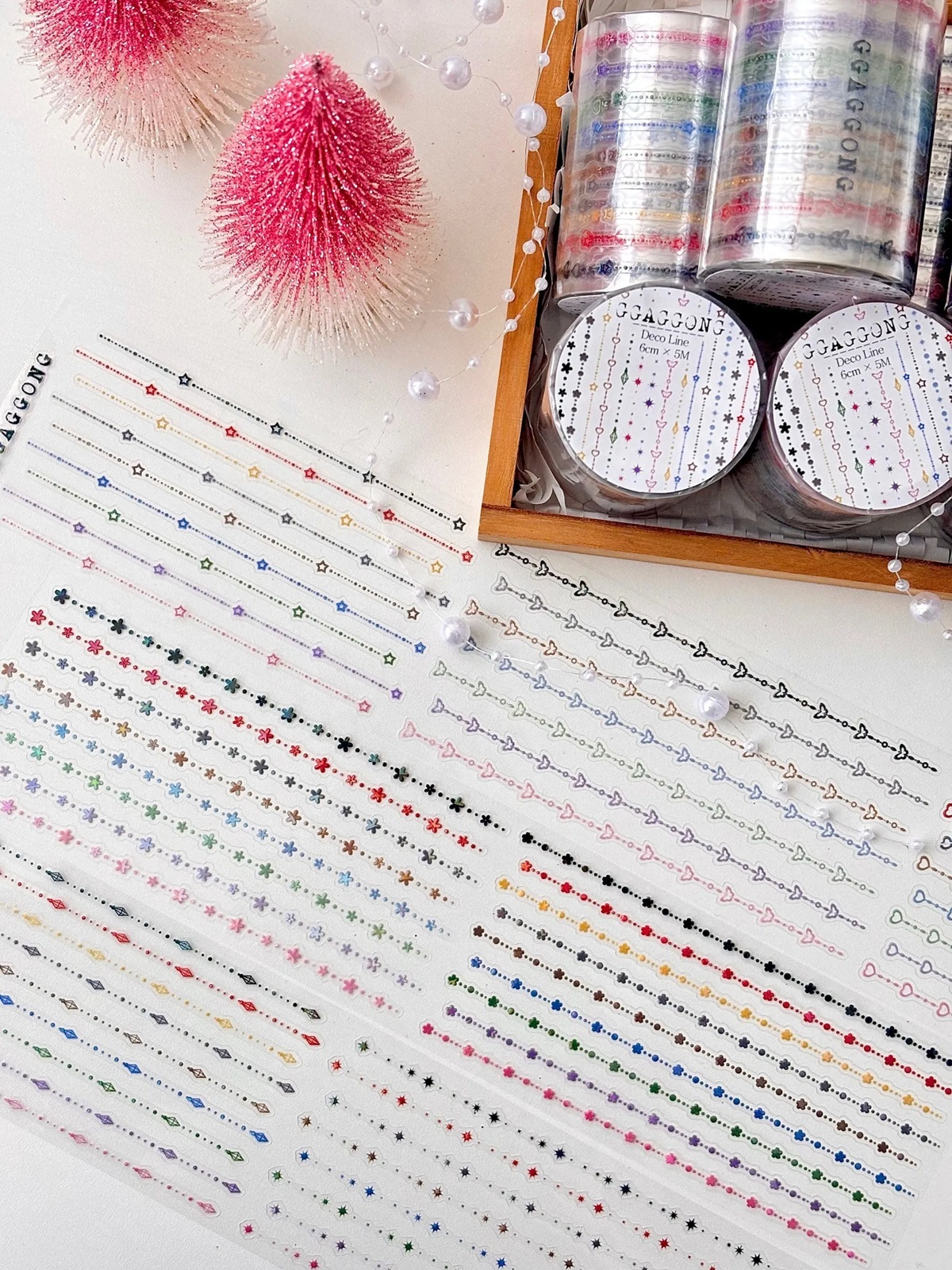 韓國 ggaggong．花邊線條 6cm割型亮面PET紙膠帶 <只有整捲>