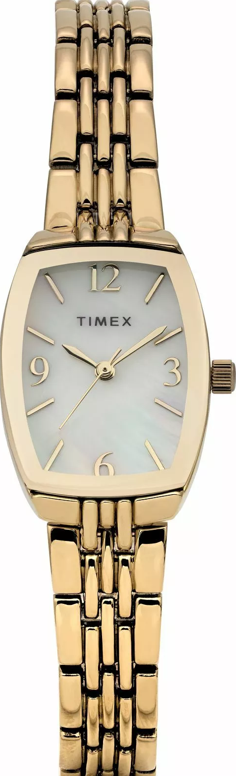 萬年鐘錶 - TIMEX 天美時  金色貝殼面盤長方形細緻女錶 TW2Y22400 錶徑22MM