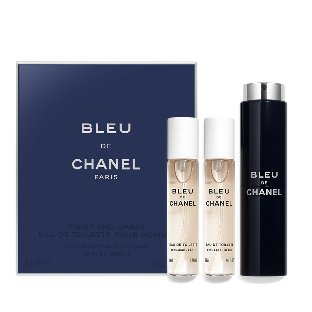 CHANEL 香奈兒 BLEU DE 藍色男性淡香水/藍色男性隨身香水補充瓶 (20mlX3)EDT-香水航空版