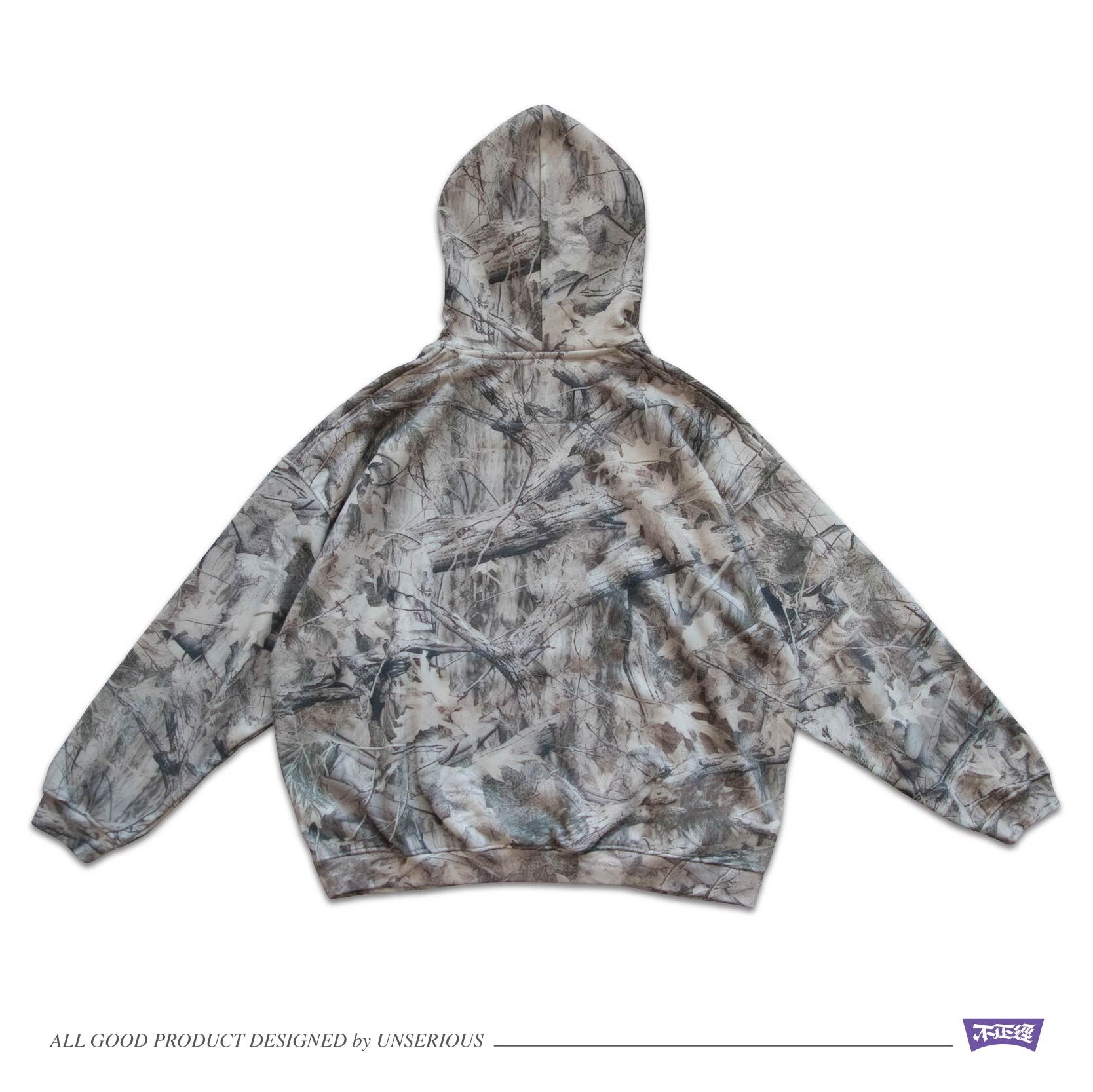 UNSERIOUS 不正經製作 之 醉生夢死 迷彩 寬版 落肩 樹枝迷彩 帽TEE【US090】