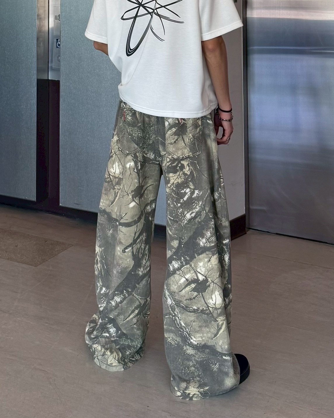 迷彩 樹枝紋 後刺繡 男女 彎刀 長褲 彎刀褲