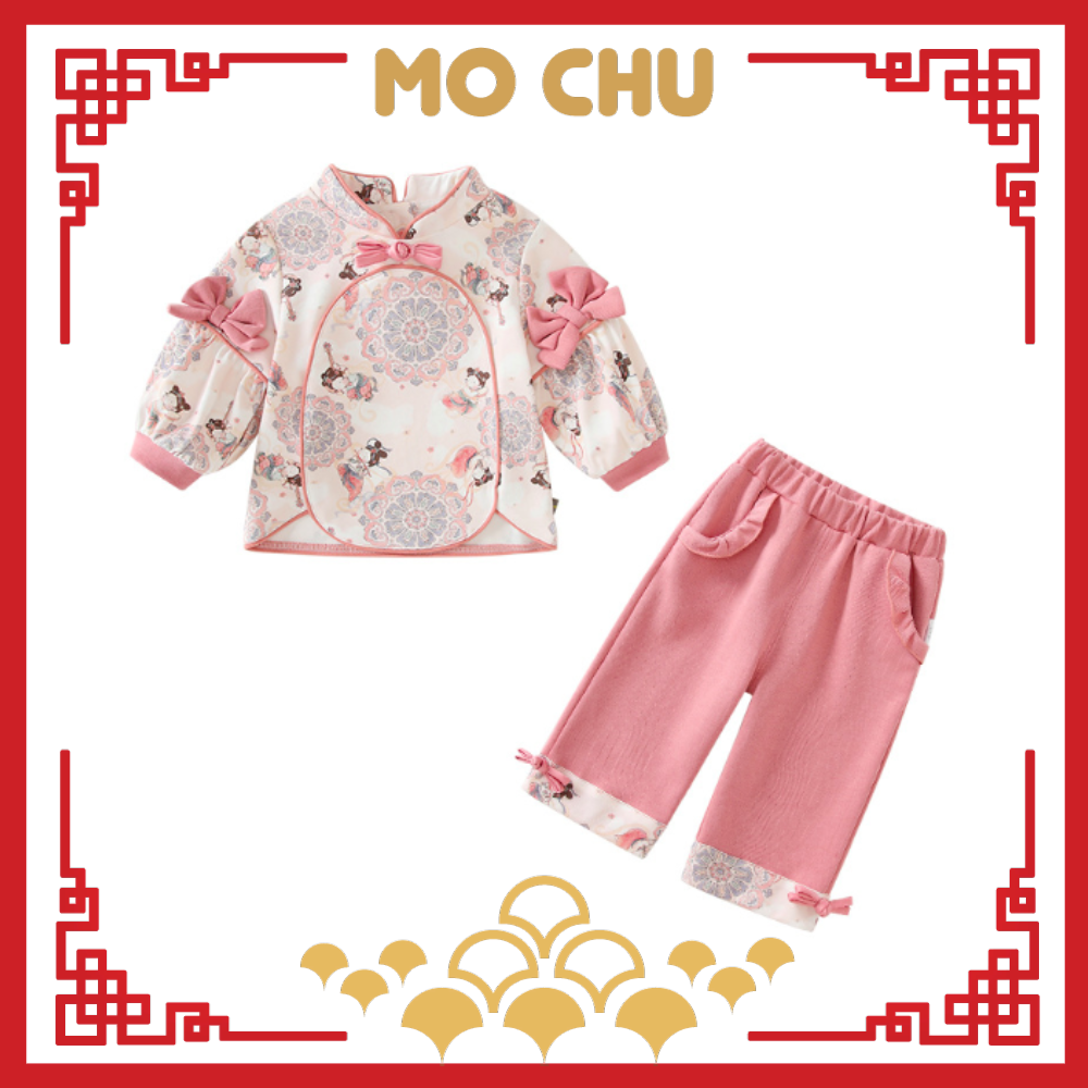 (120cm現貨)仙女嬉遊蝴蝶結長袖套裝