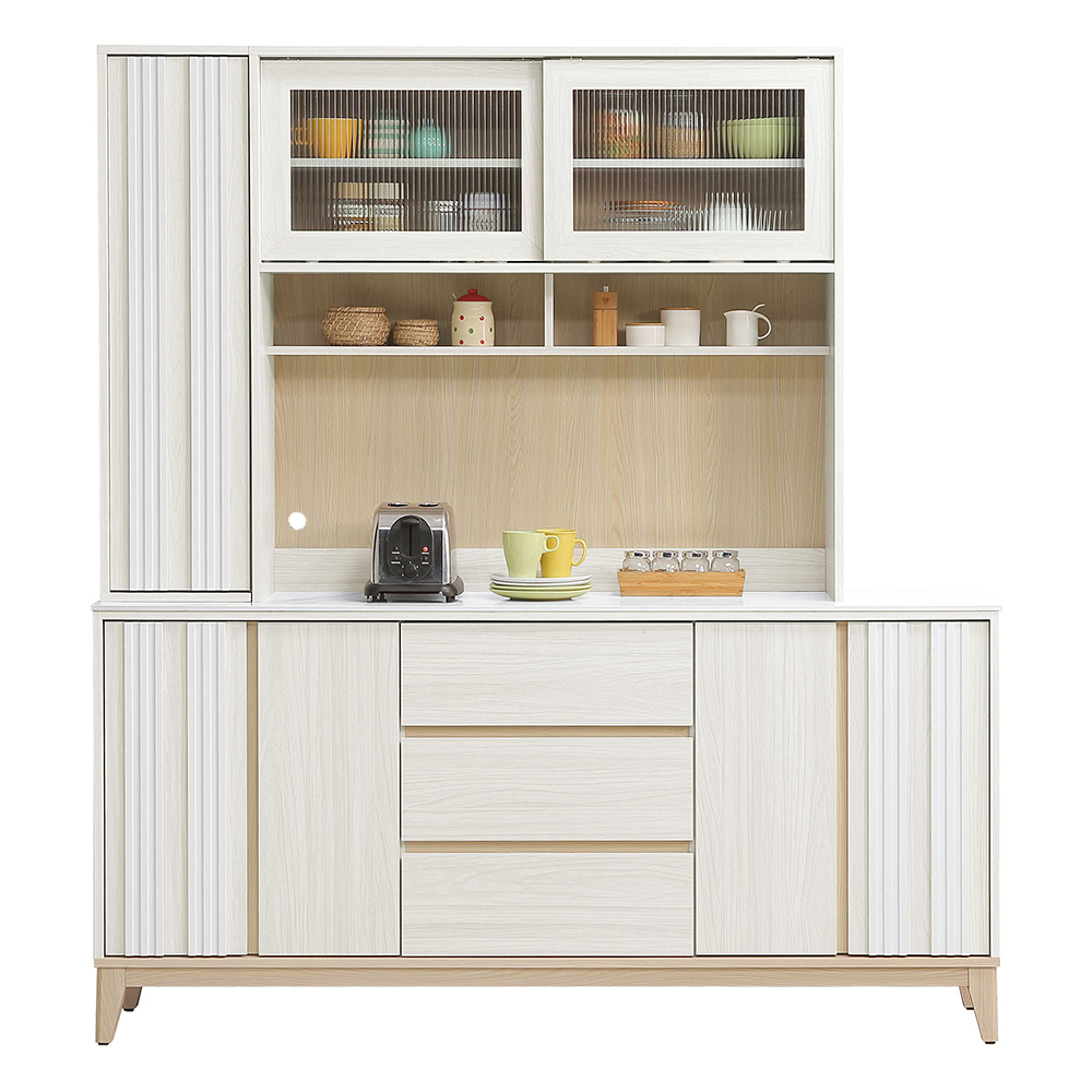 溫尼6尺岩板收納高餐櫃/碗盤置物櫃/電器櫃(5尺上座+6尺下座)