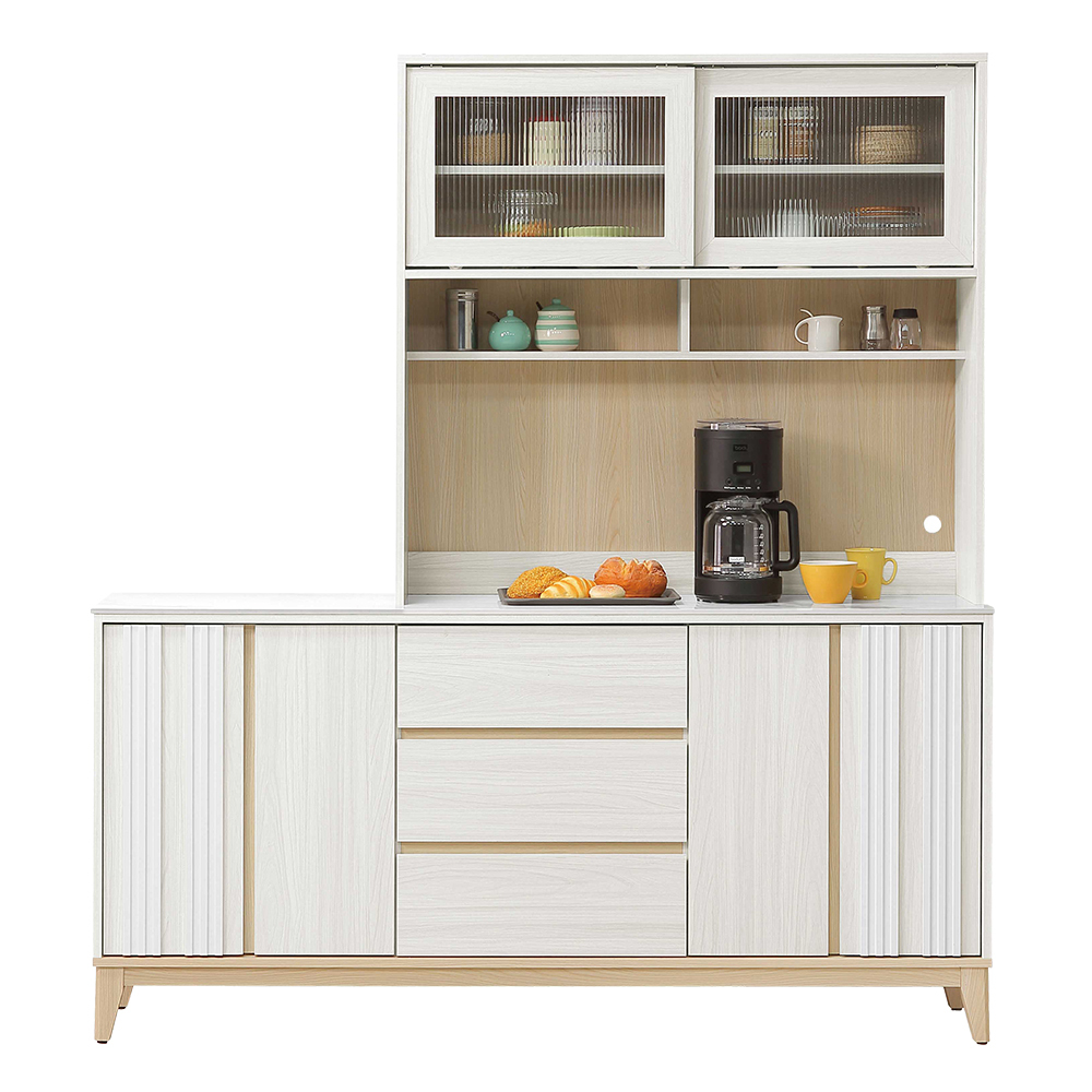 溫尼6尺岩板收納高餐櫃/碗盤置物櫃/電器櫃(4尺上座+6尺下座)