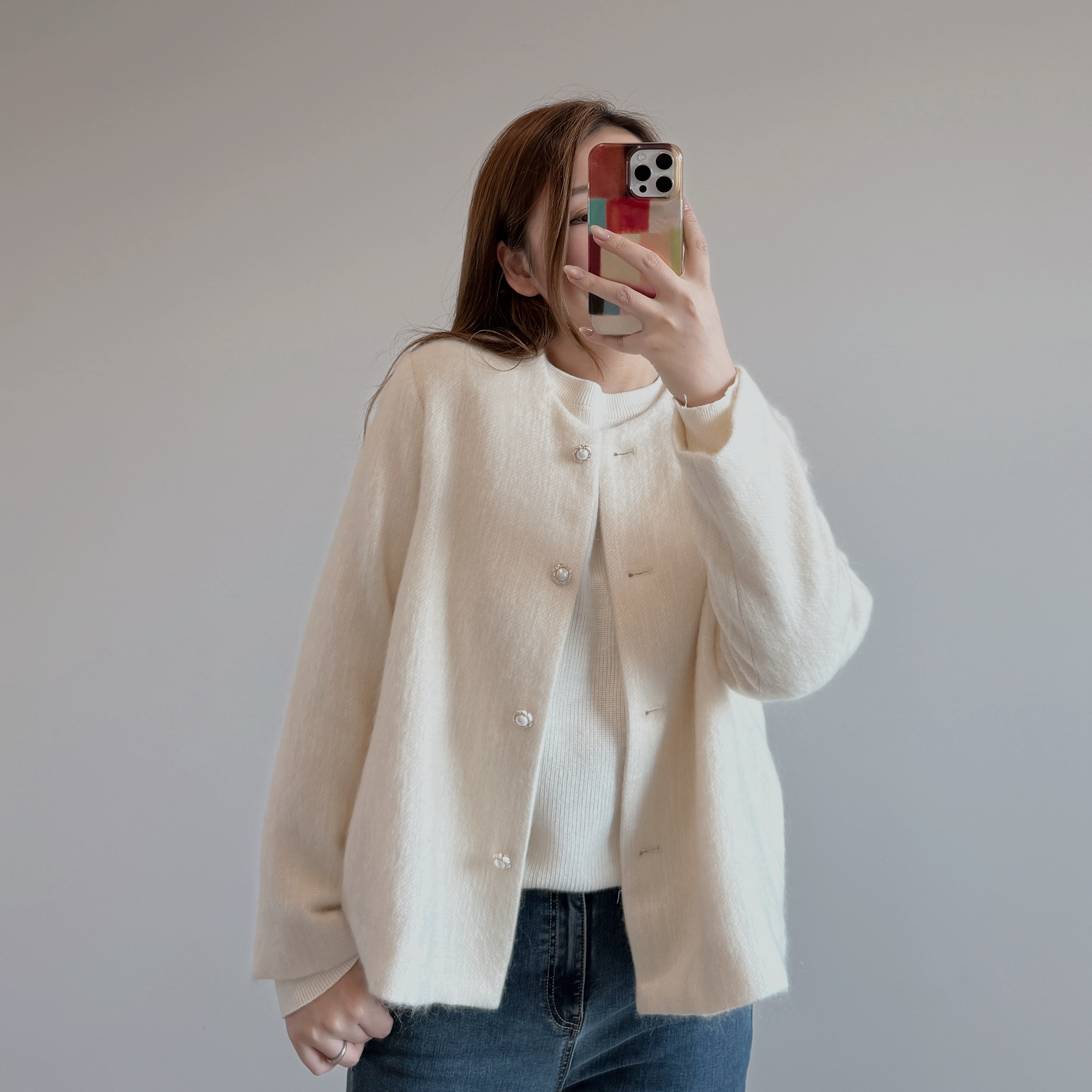 現貨 7328 Mohair 馬海毛柔光白糯感外套