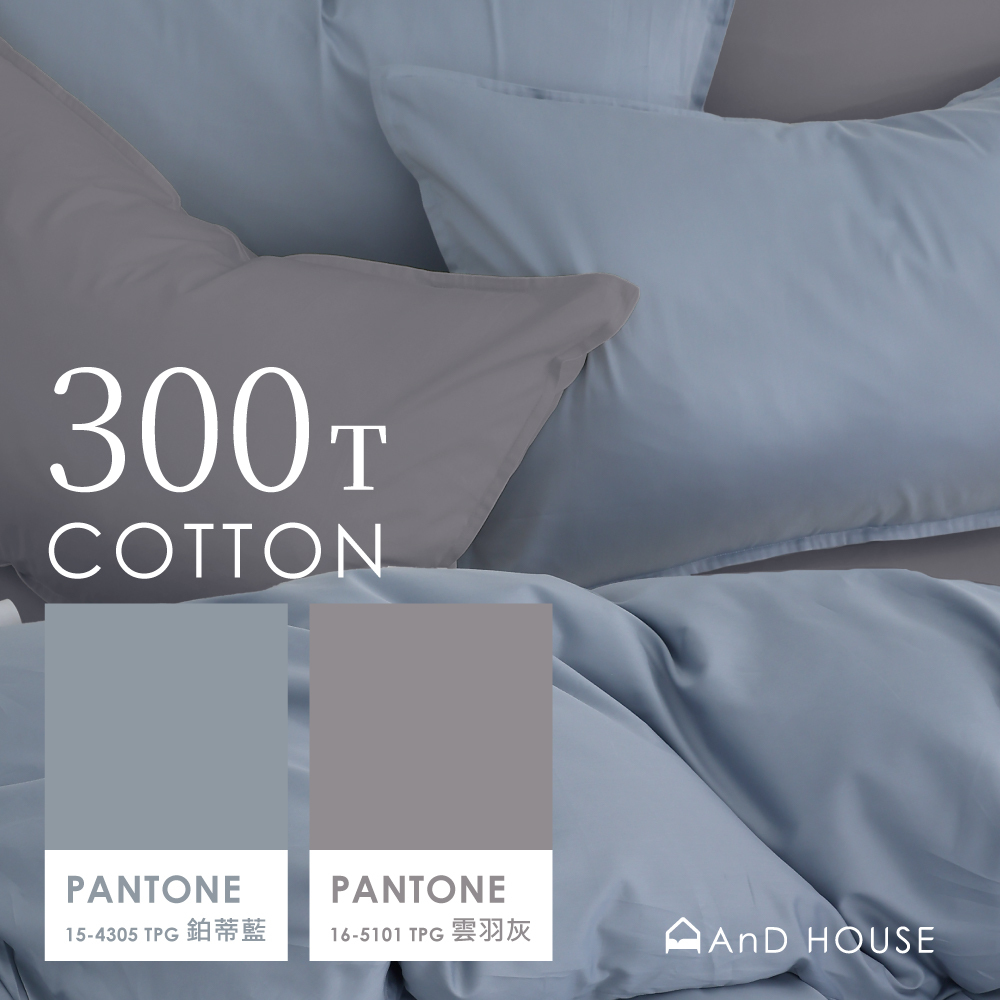 300織精梳純棉｜100%純棉｜雙色配｜鉑蒂藍ｘ雲羽灰