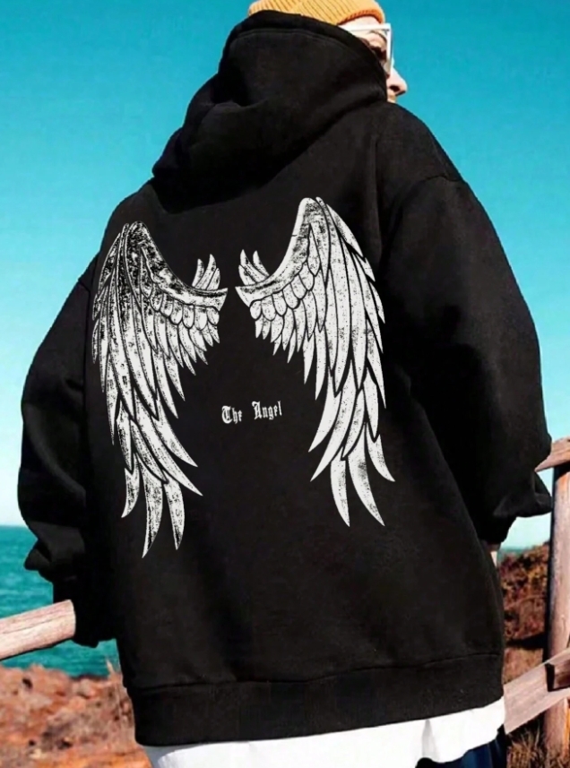 KADMAX大尺碼 - 男士天使之翼休閒帽TEE〈KSMS2653〉