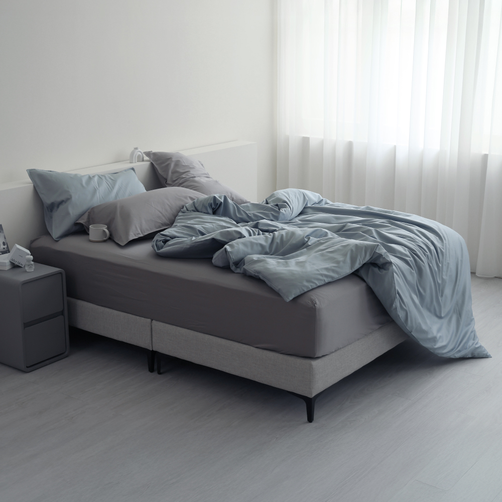 300織精梳純棉｜100%純棉｜雙色配｜鉑蒂藍ｘ雲羽灰