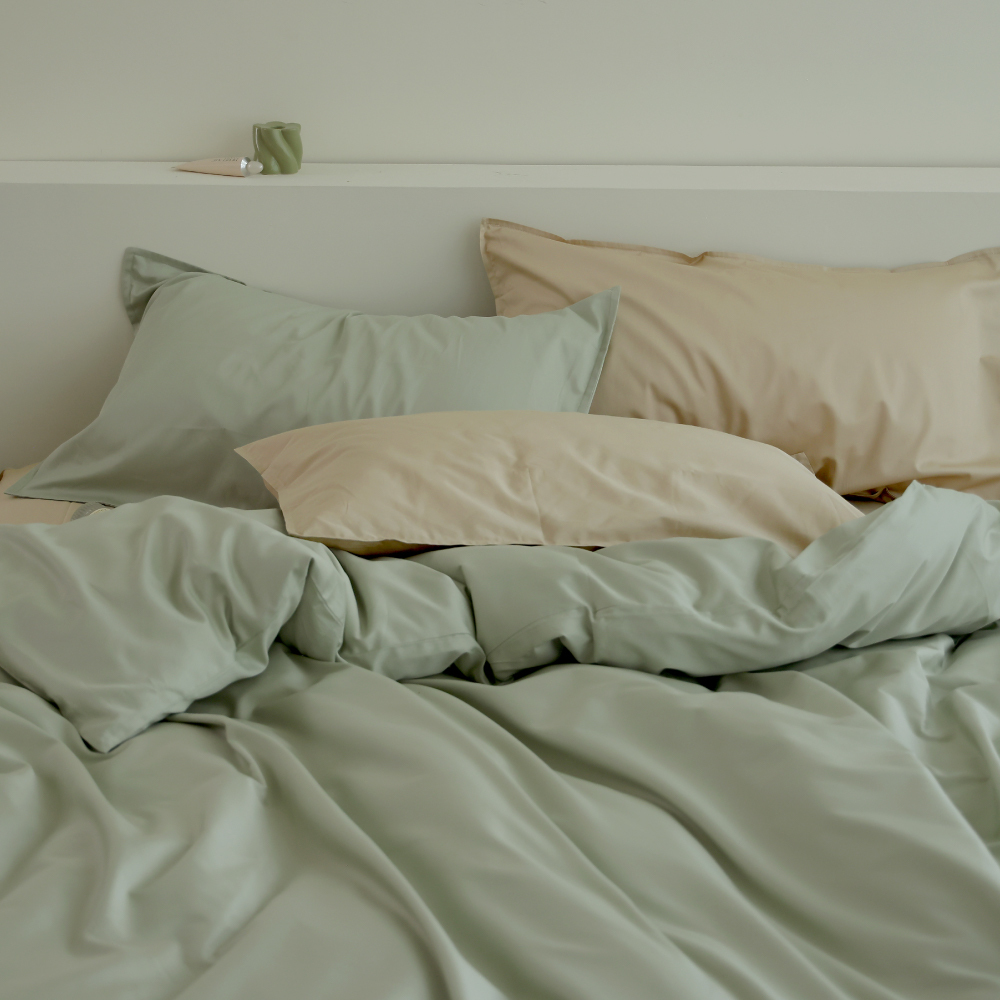 300織精梳純棉｜100%純棉｜雙色配｜黎紗沙ｘ朝露綠