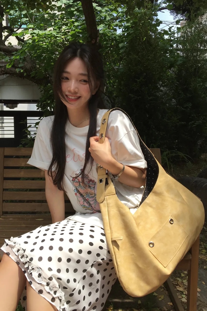 🇰🇷 LETERIE BUCKLE REVERSIBLE SHOULDER BAG 雙面單肩包 手提包 金屬扣環 波點內裡 / 預購