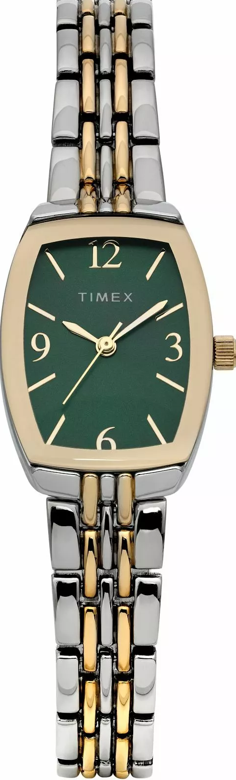 萬年鐘錶 - TIMEX 天美時  綠色面盤長方形細緻女錶 TW2Y22300 錶徑22MM