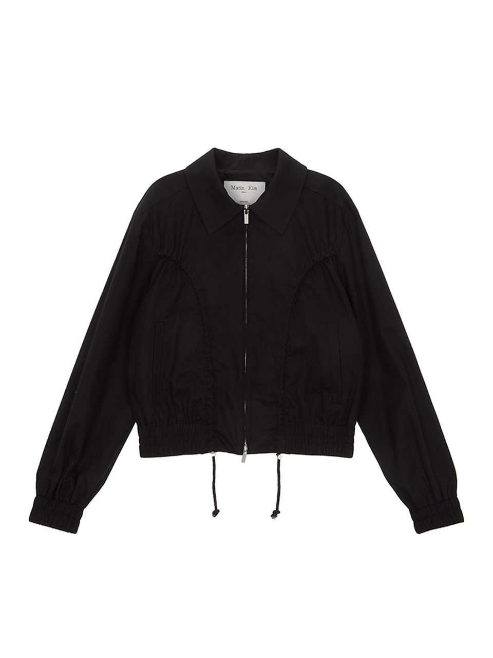立體抽繩短版夾克 黑色