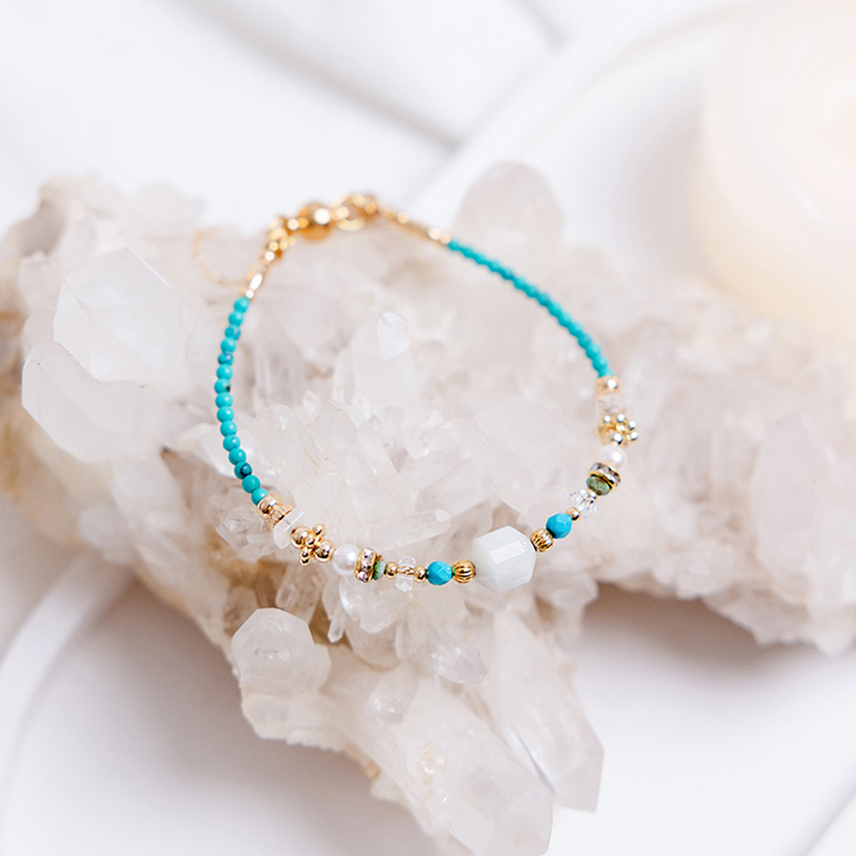 十二月誕生石 • 乒乓菊 • 圓滿 – 玉石綠松石 – 手鍊