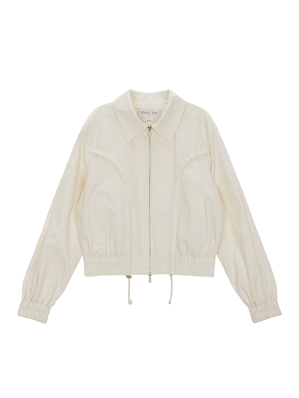立體抽繩短版夾克 象牙白