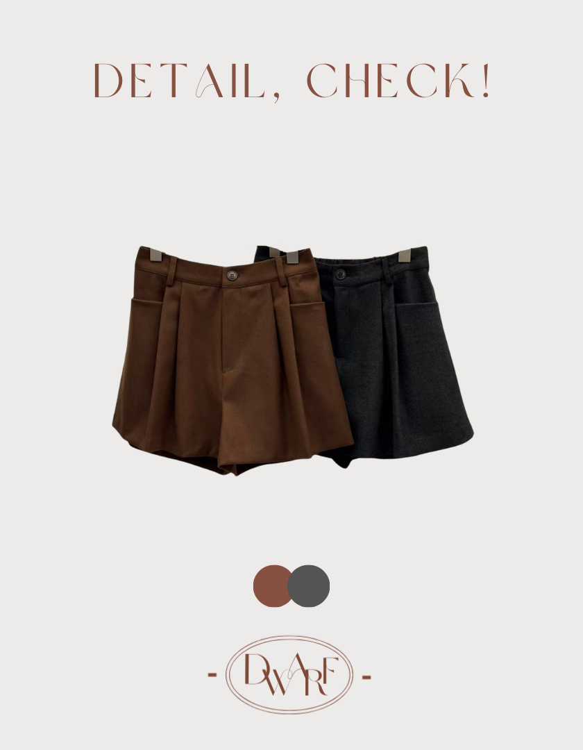 《KR》秋冬微挺身打摺傘型短褲
