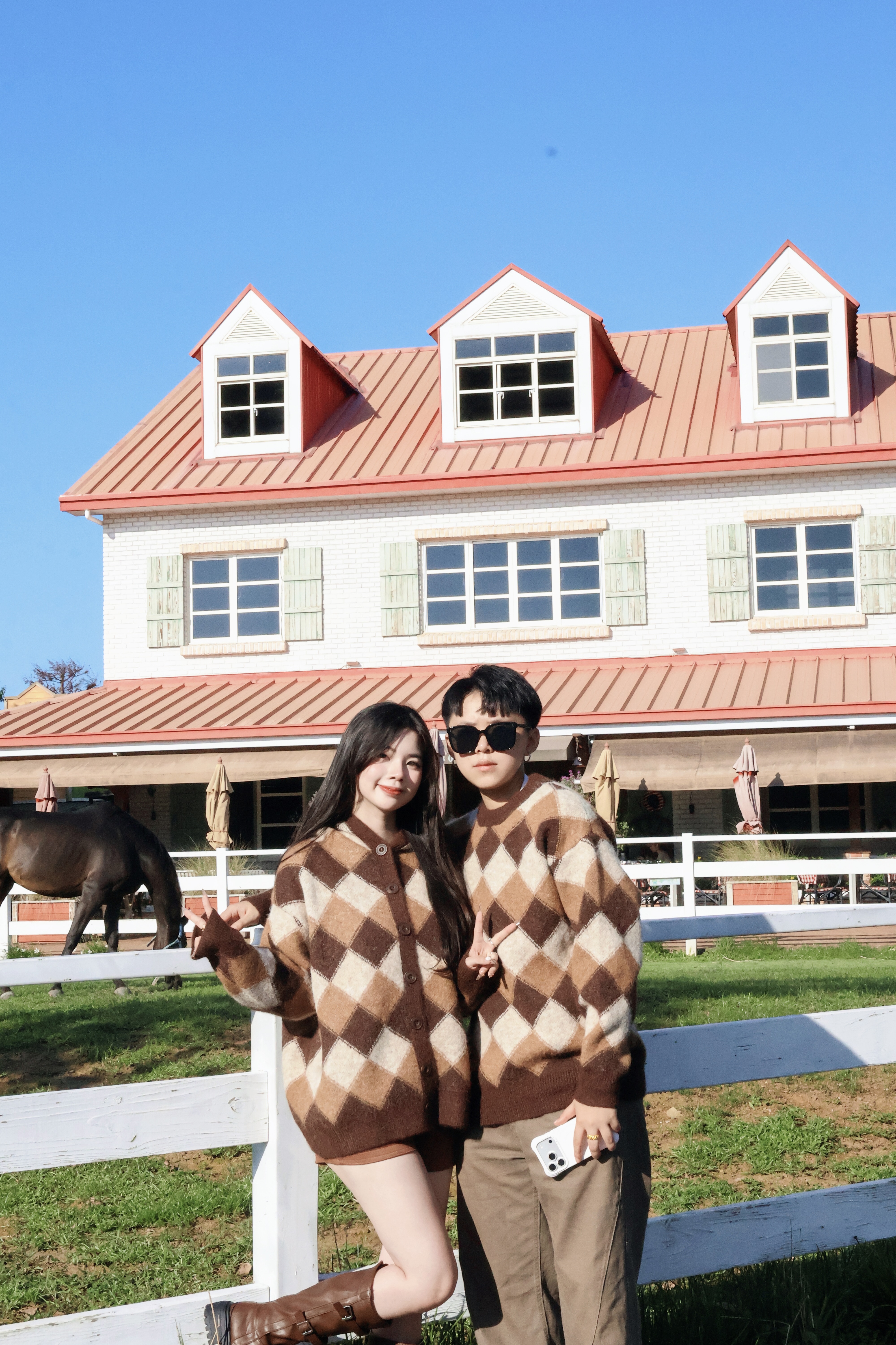 復古秋冬菱格情侶毛衣🍂