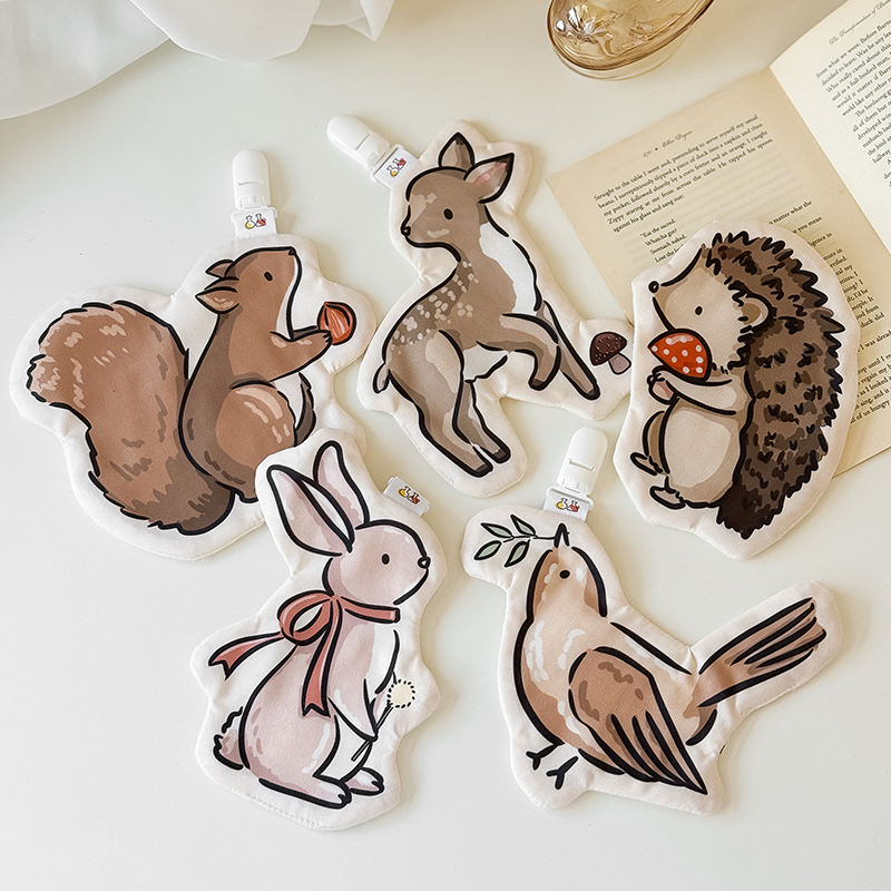 【新材質】森林小動物手帕巾| 幼稚園手帕夾(六層紗布)