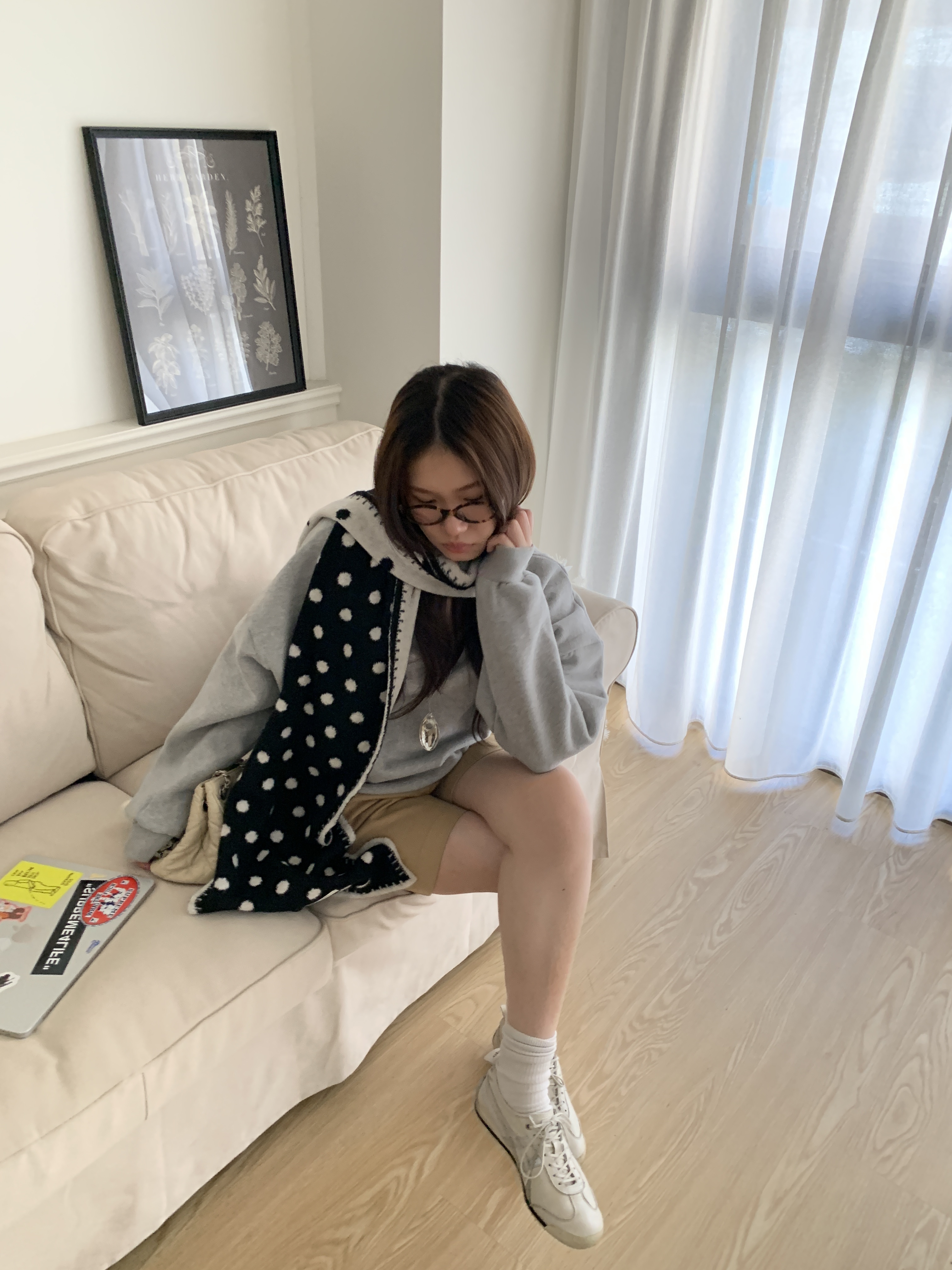 Q215/日雜內頁 波點雙色圍巾