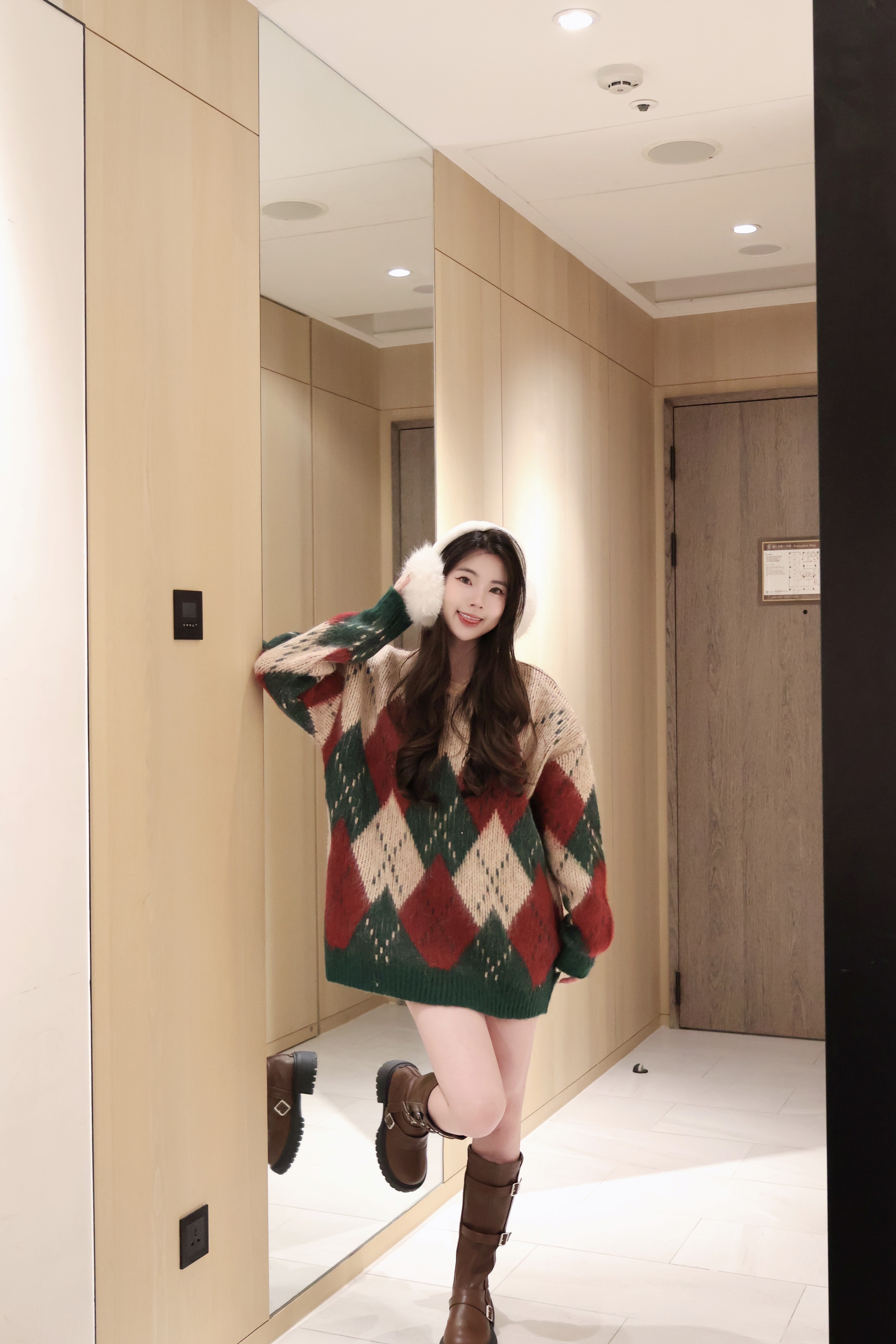 復古聖誕菱格毛衣🎄